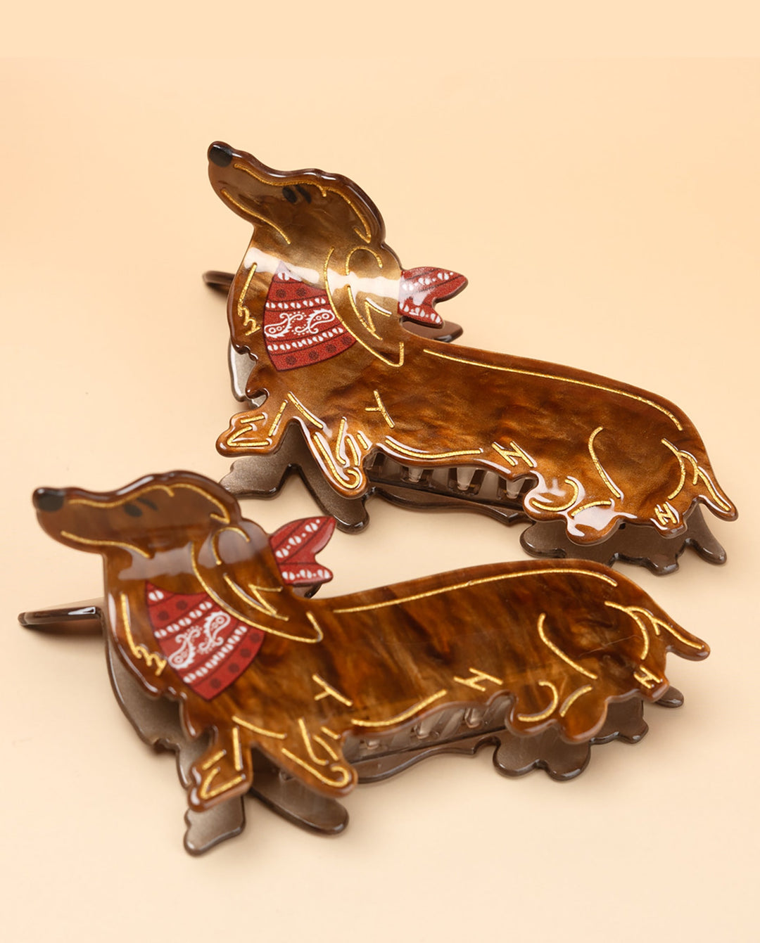 SOLACEVintage Dachshund Dog with Red Bandana Acrylic Hair Claw Clip
