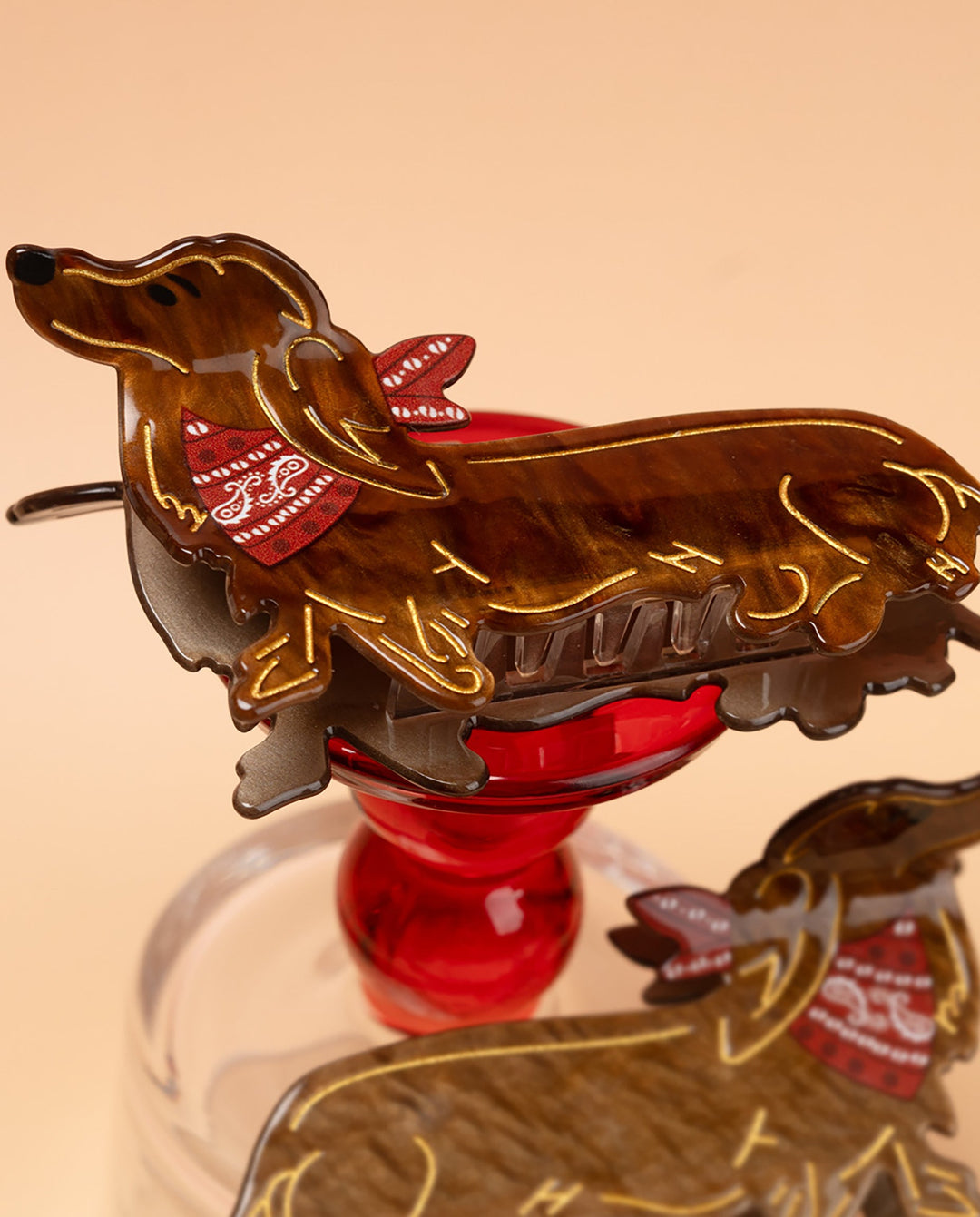 SOLACEVintage Dachshund Dog with Red Bandana Acrylic Hair Claw Clip