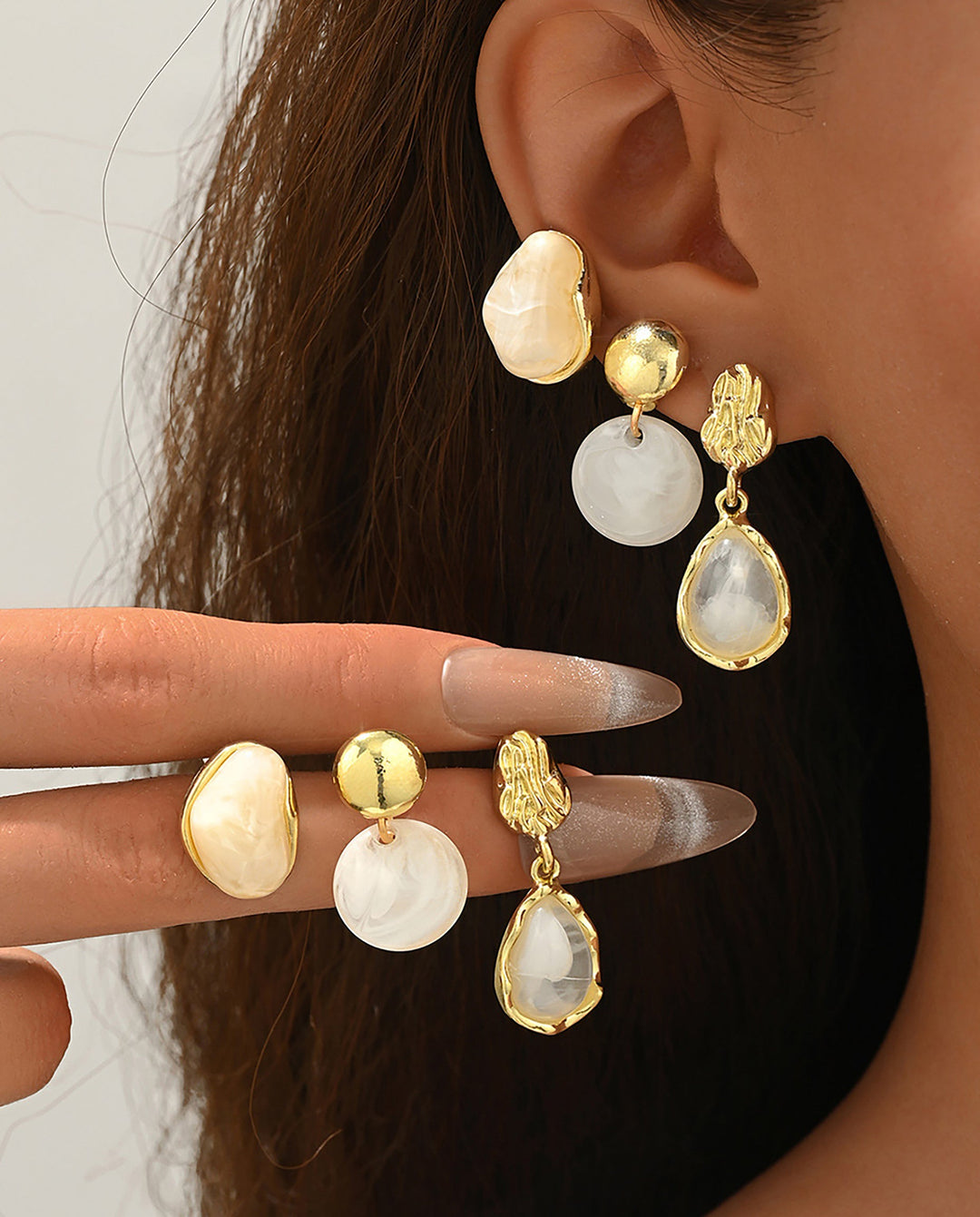 SOLACEVintage Resin Gold Metal Mixed Style Drop Earrings 3 Pairs Set