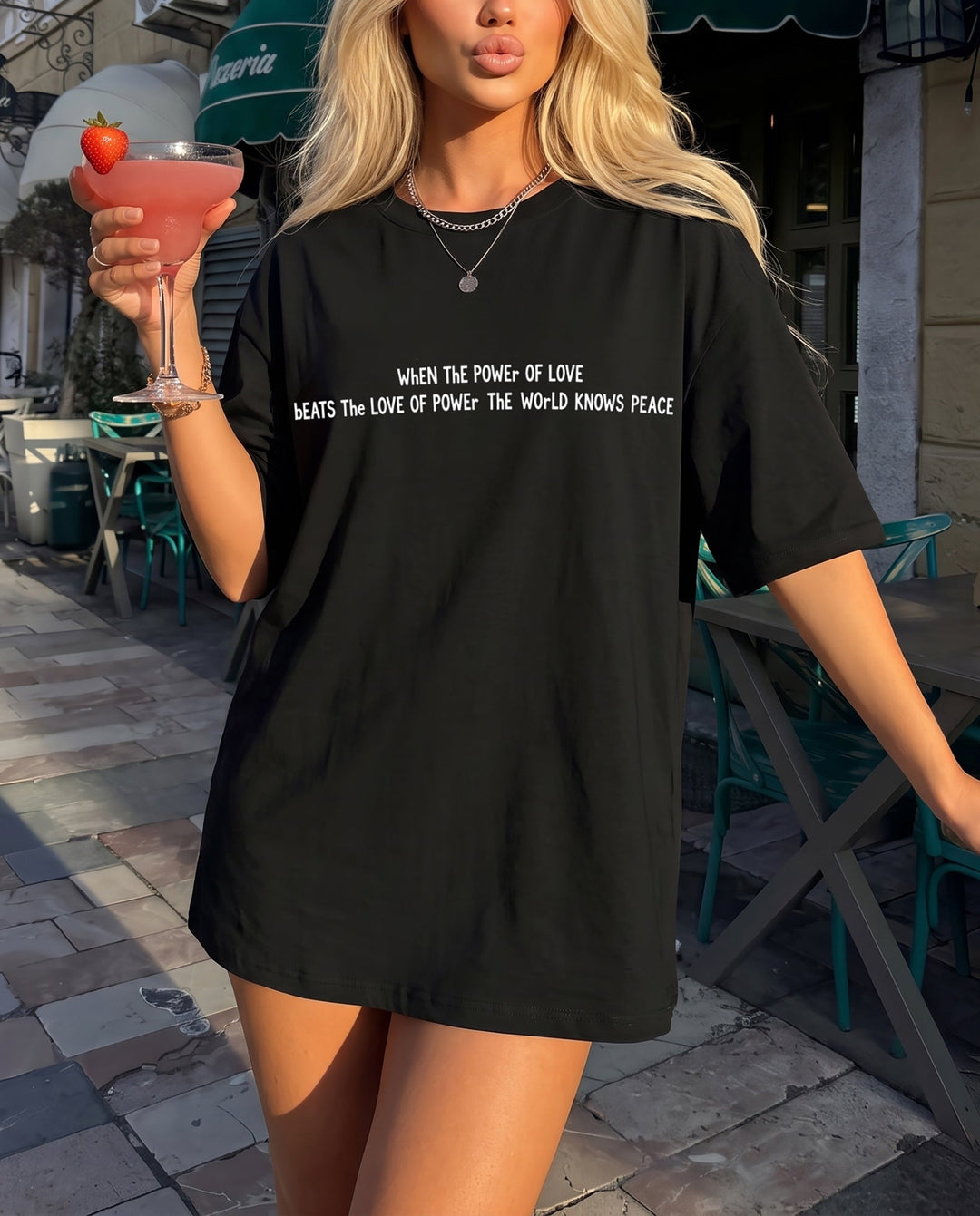 SOLACEWhen The Power Of Love Graphic Oversized T-Shirt