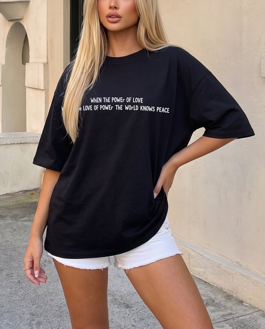 SOLACEWhen The Power Of Love Graphic Oversized T-Shirt