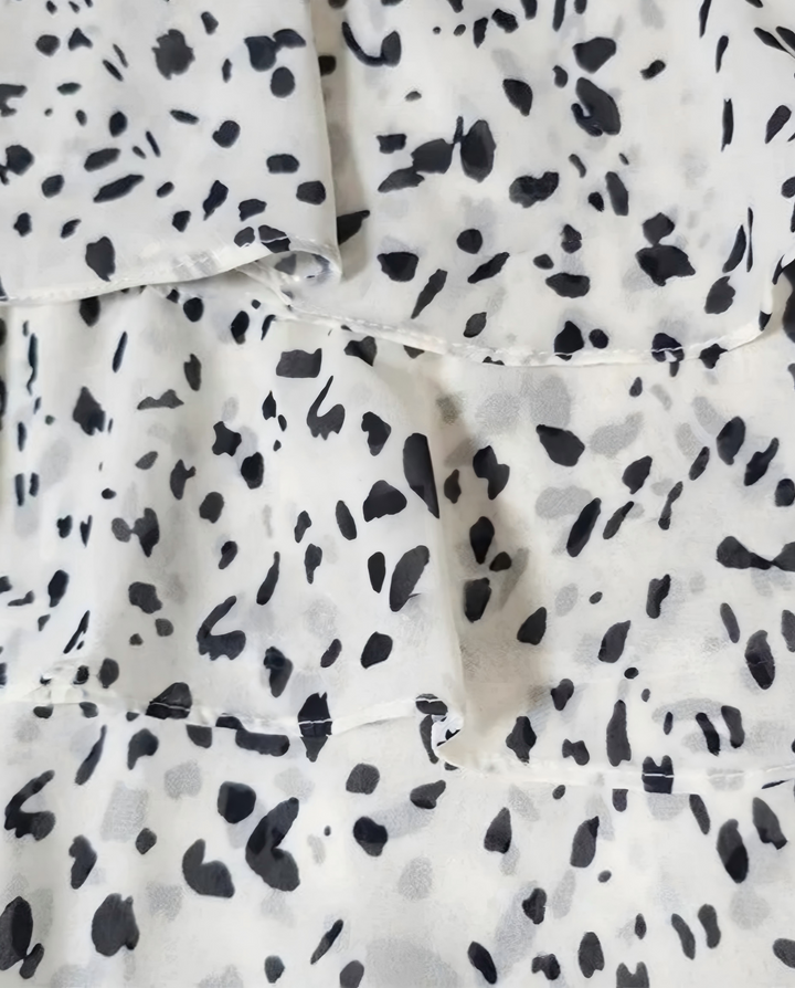 SOLACEWhite Black Dalmatian Spot Tiered Ruffle Cami Top