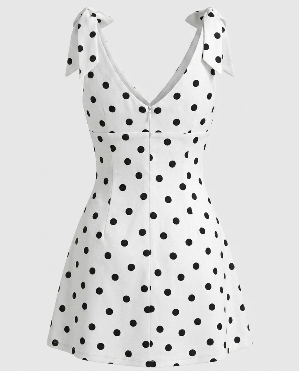 SOLACEWhite Black Polka Dot Print Slim Fit Mini Dress