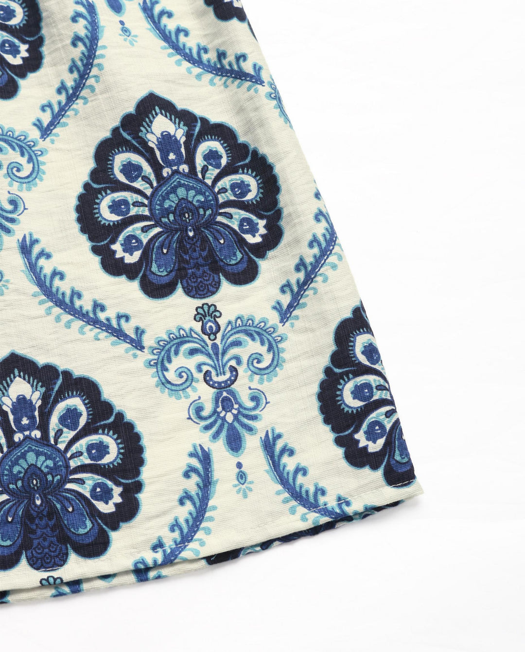 SOLACEWhite Blue Floral Print Ruffle Sleeve Midi Dress