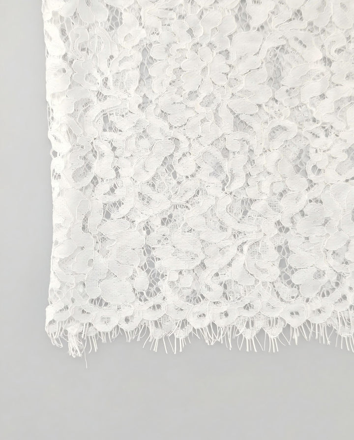 SOLACEWhite Floral Lace Button Down Blouse