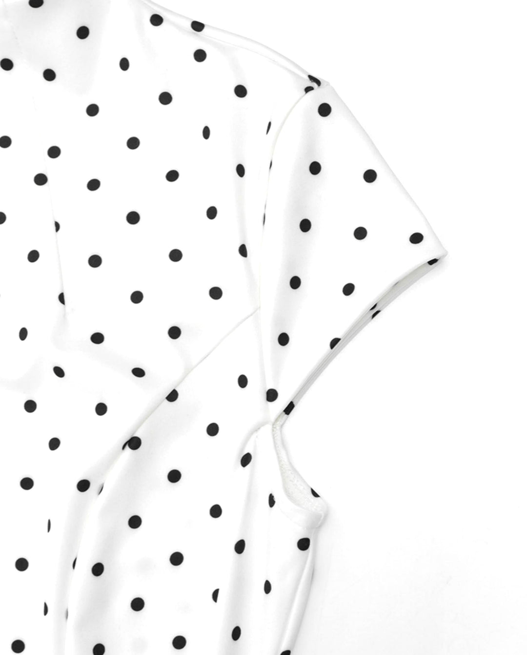 SOLACEWhite Polka Dot High Neck Cap Sleeve Fit Flare Midi Dress