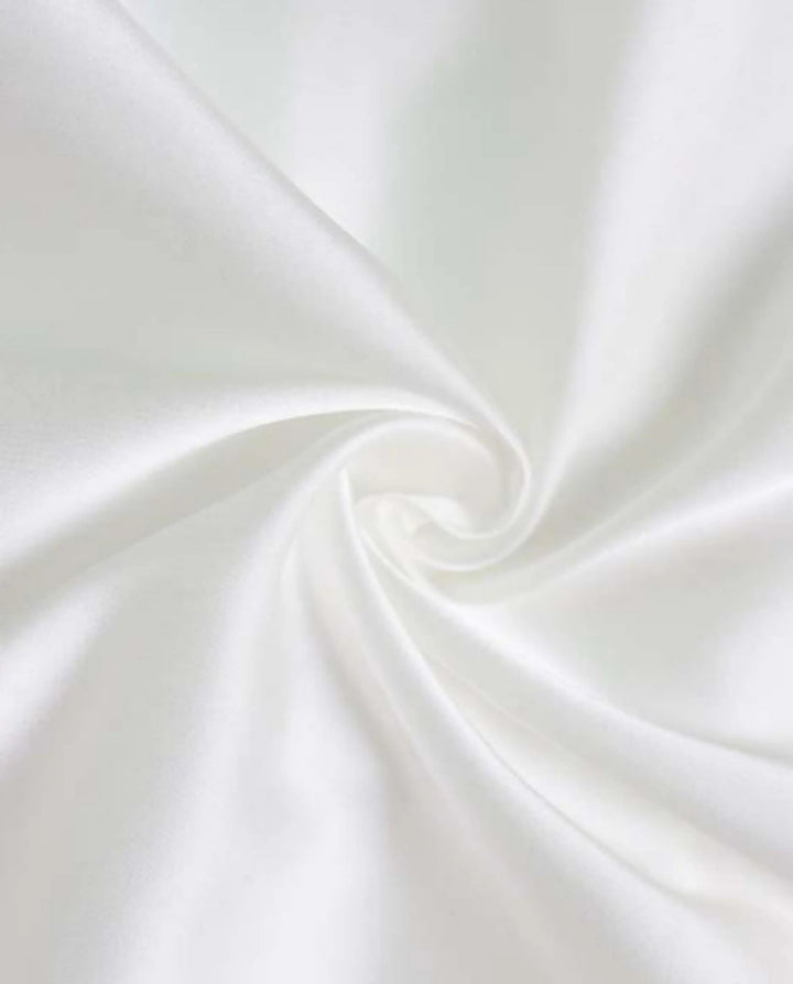 SOLACEWhite Satin Lace Trim V-Neck Short Sleeve Blouse