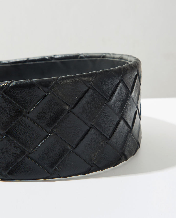 SOLACEWide Faux Leather Woven Padded Headband
