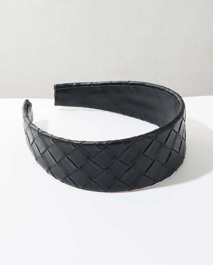 SOLACEWide Faux Leather Woven Padded Headband