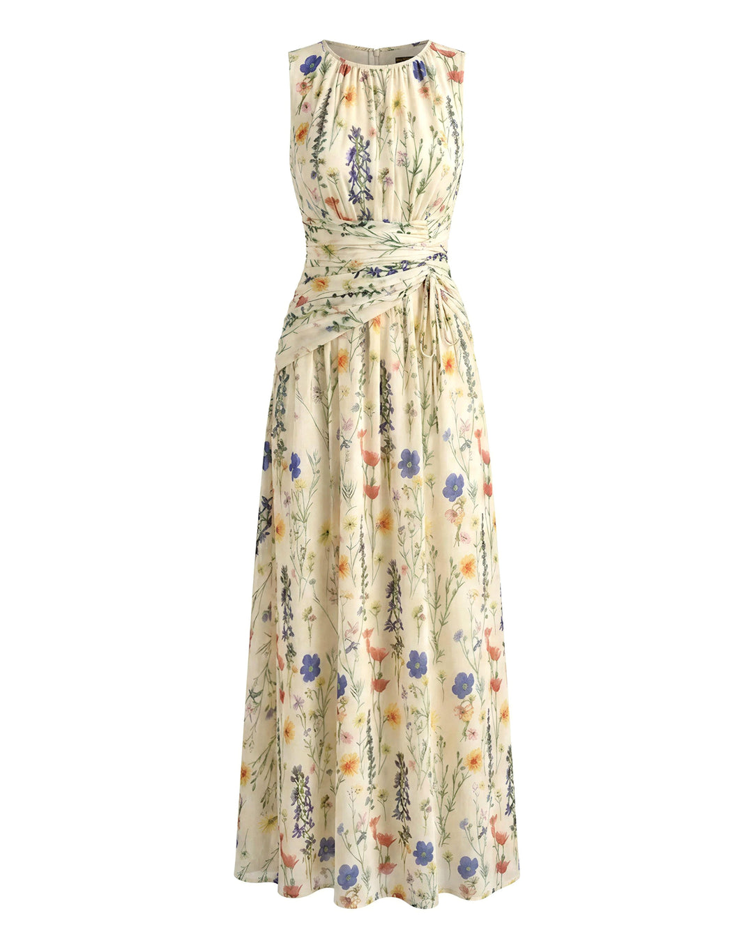 SOLACEWildflower Print Sleeveless Ruched Waist Maxi Dress