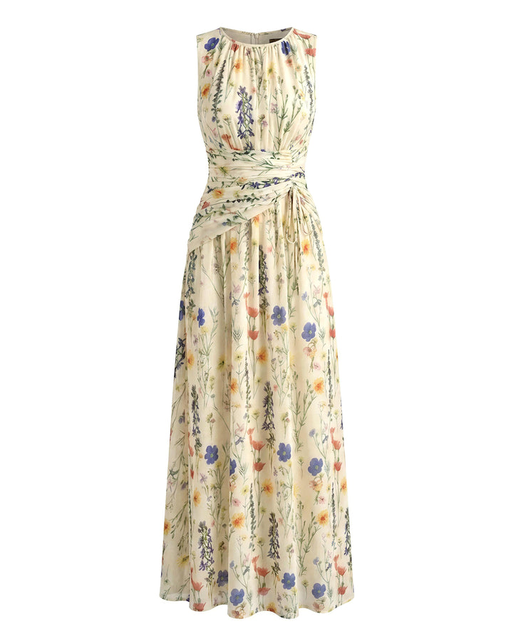 SOLACEWildflower Print Sleeveless Ruched Waist Maxi Dress