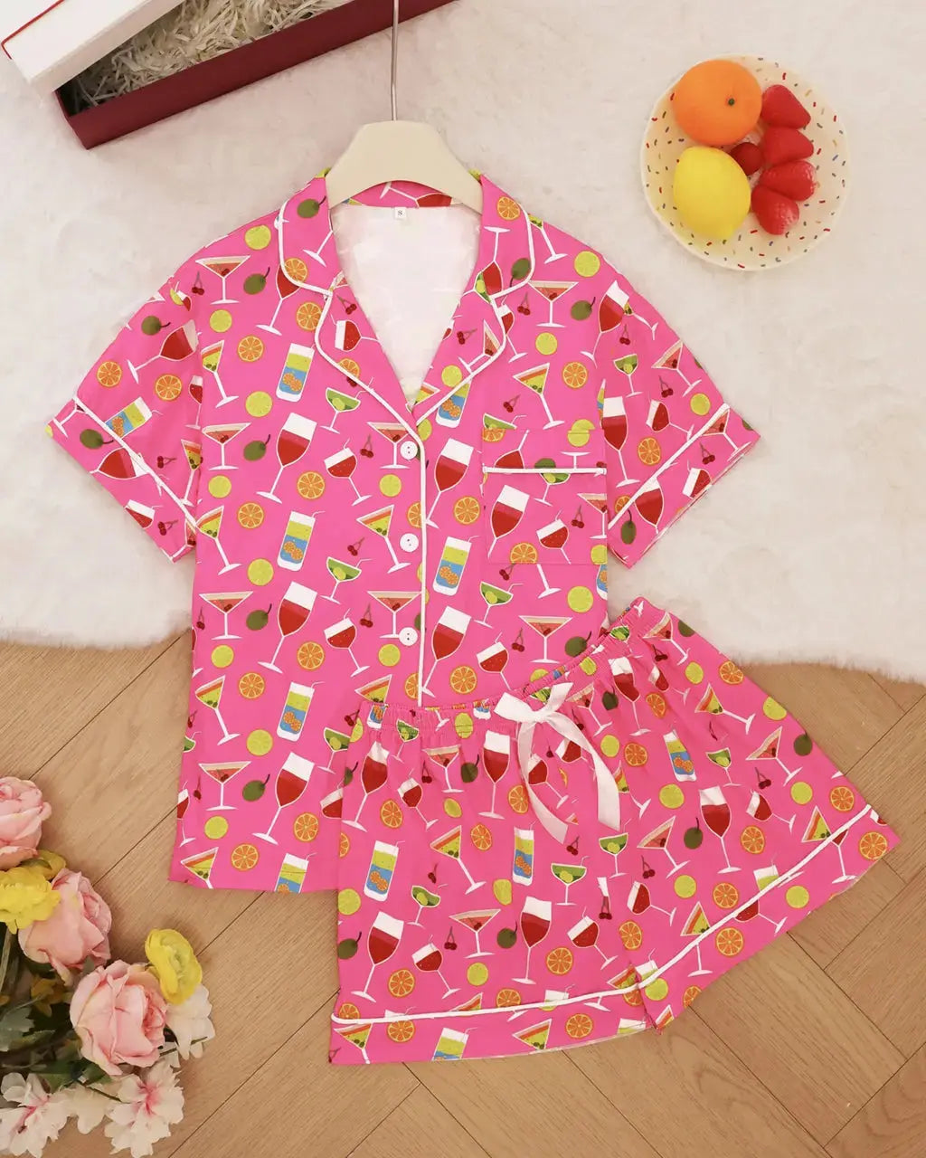 SOLACE CHICFruit Cocktails Print Pajama Set
