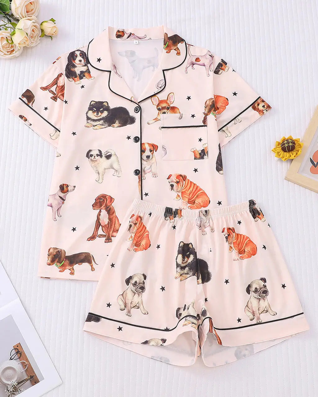 SOLACE CHICCute Dog Print Pajama Set
