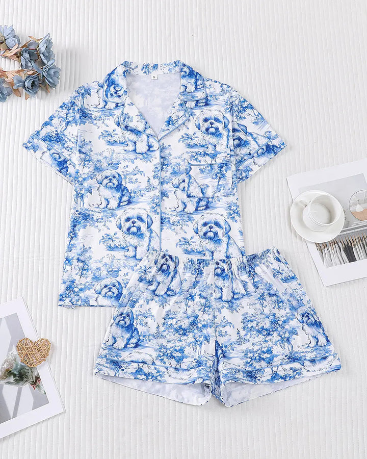 SOLACE CHICShih Tzu Print Pajama Set