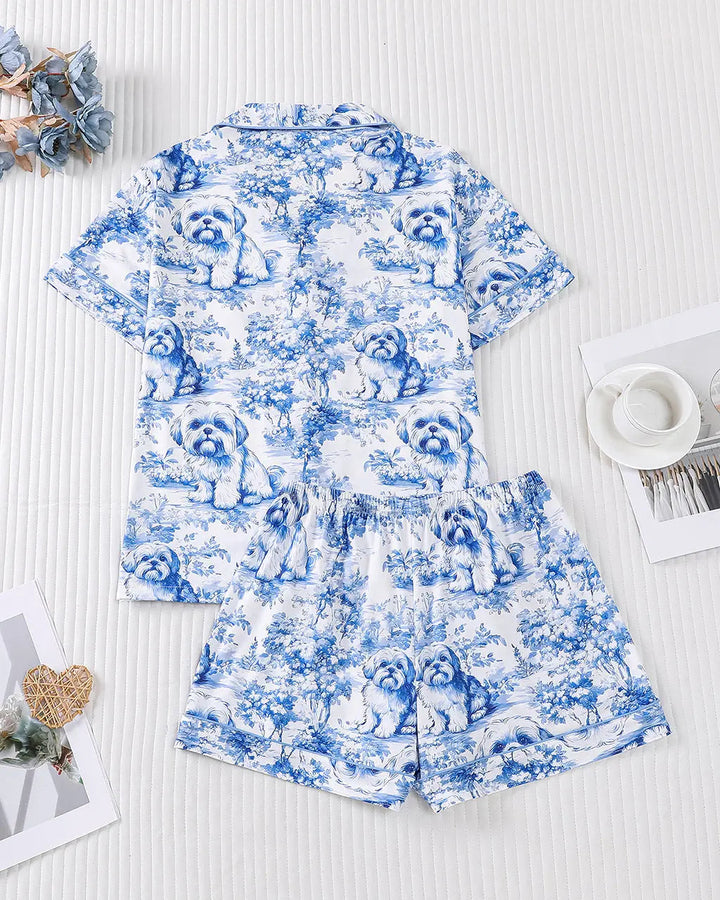 SOLACE CHICShih Tzu Print Pajama Set