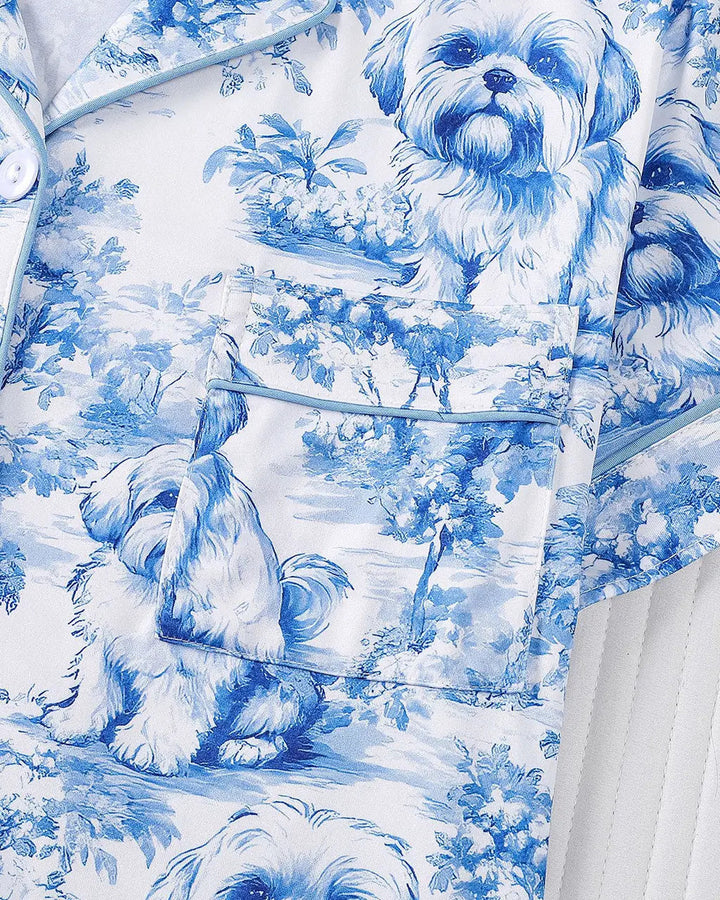 SOLACE CHICShih Tzu Print Pajama Set