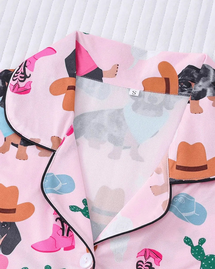SOLACE CHICCowgirl Dachshund Dog Cactus Print Pajama Set