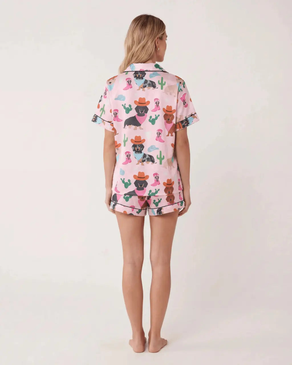 SOLACE CHICCowgirl Dachshund Dog Cactus Print Pajama Set