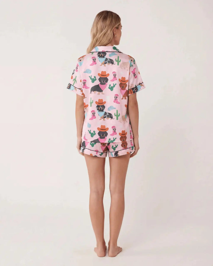 SOLACE CHICCowgirl Dachshund Dog Cactus Print Pajama Set