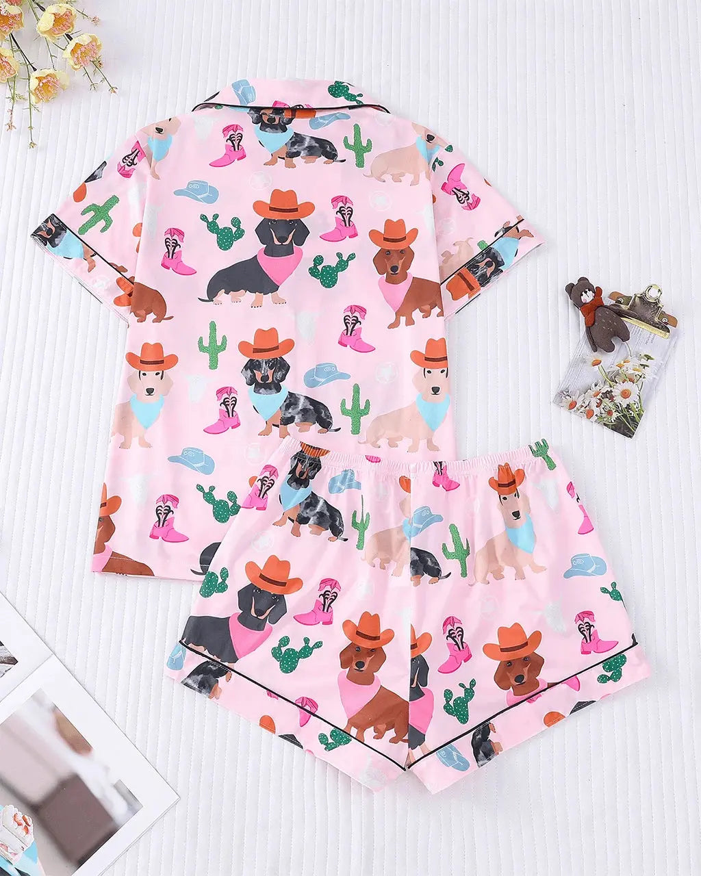 SOLACE CHICCowgirl Dachshund Dog Cactus Print Pajama Set