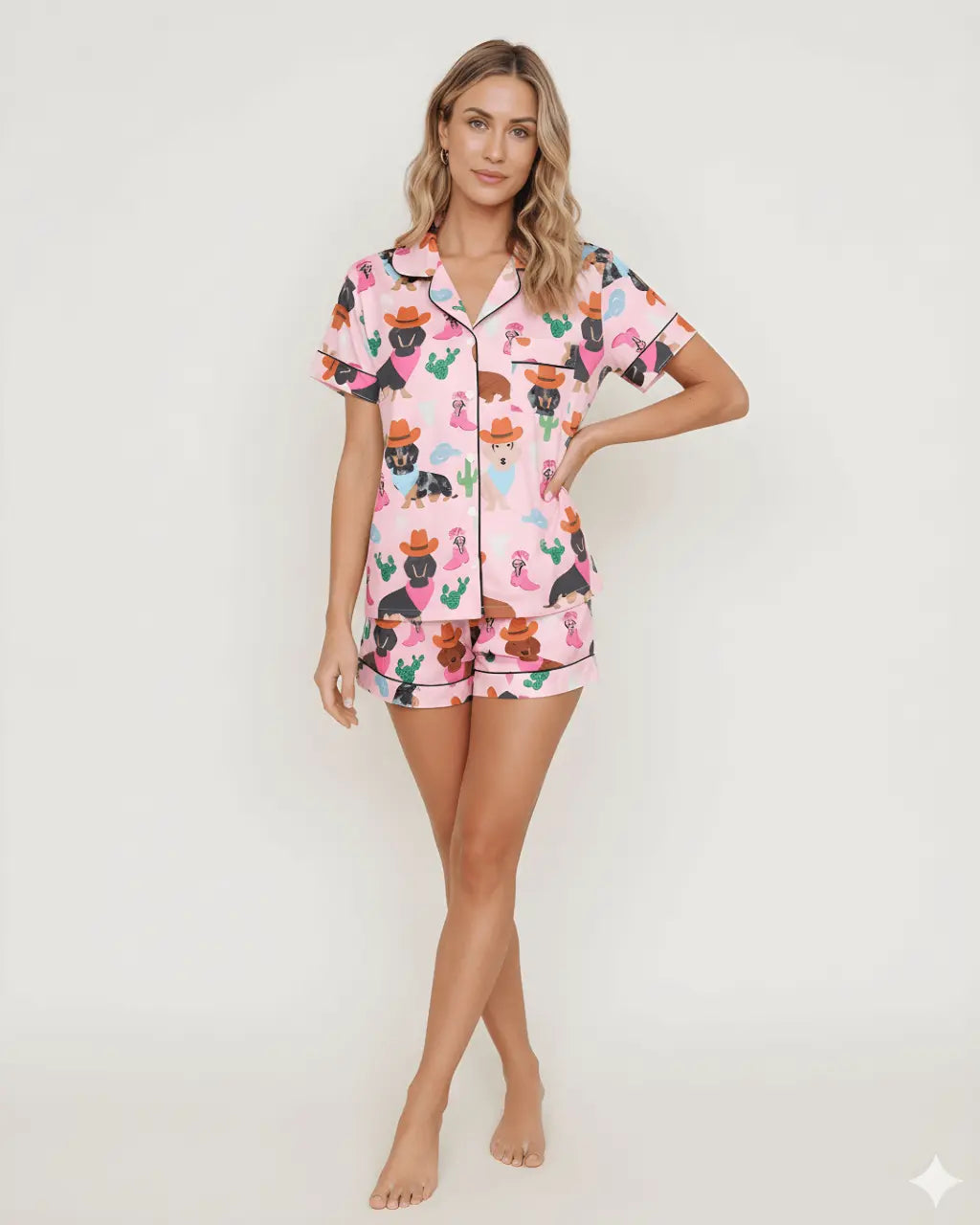 SOLACE CHICCowgirl Dachshund Dog Cactus Print Pajama Set