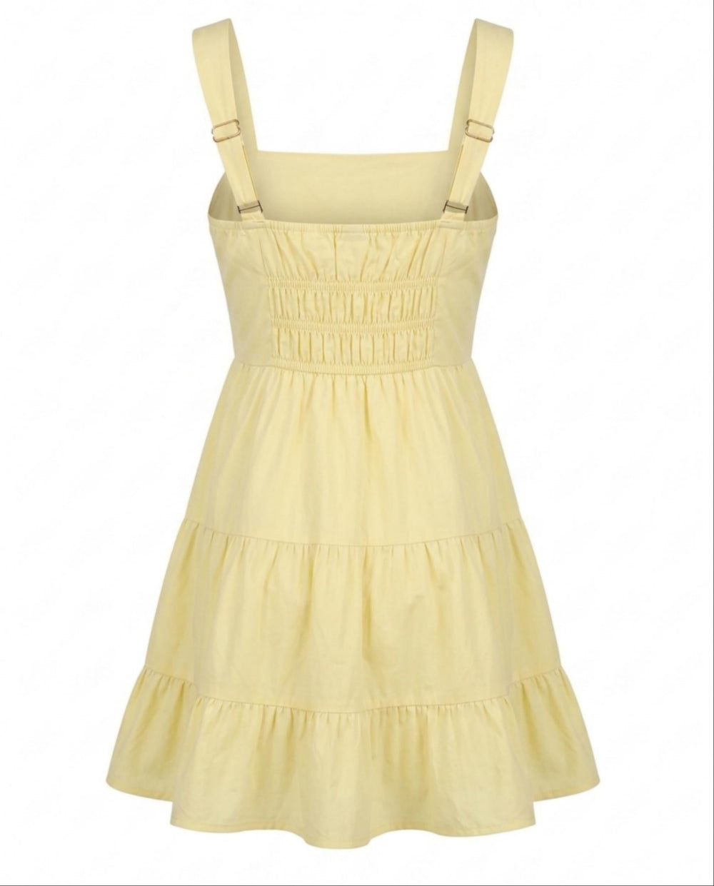 SOLACEYellow Square Neck Tiered Mini Dress