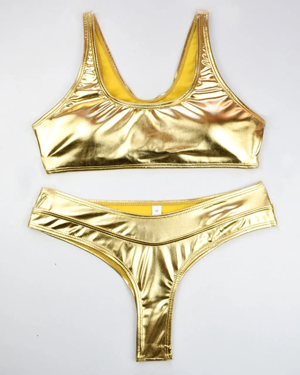 Gold Scoop Neck High-Waisted Bikini Set SOLACE