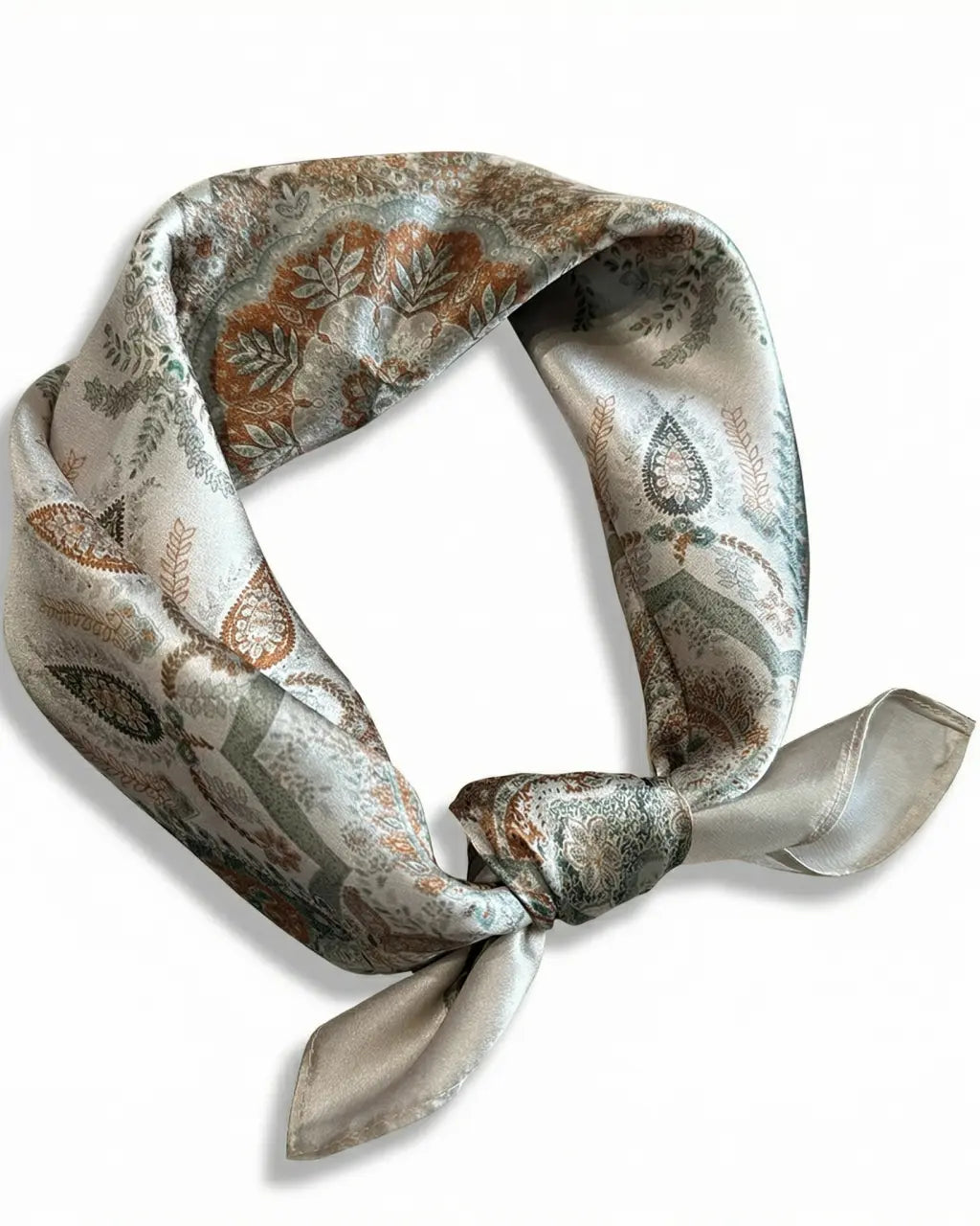 SOLACE  Earthy Tone Vintage Mandala Paisley Print Lightweight Square Boho Scarf 