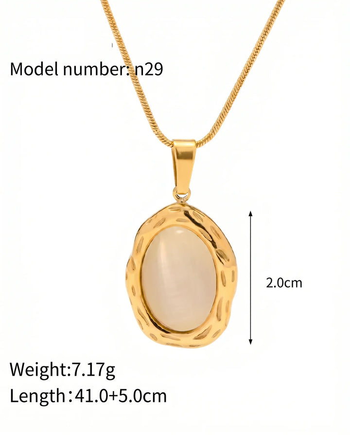SOLACE  Gold Snake Chain Moonstone Pendant Necklace 