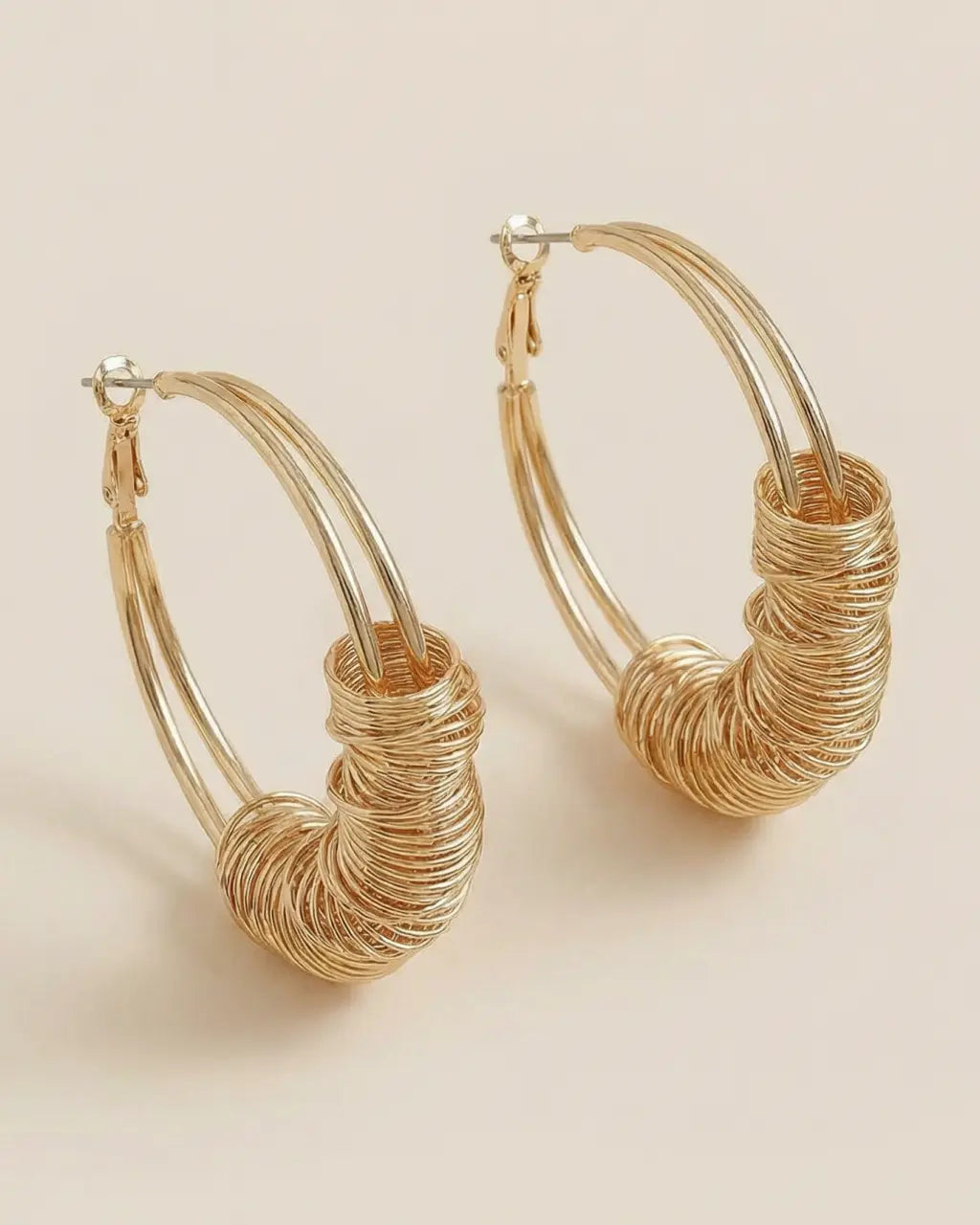 SOLACE  Gold Twisted Wire Knot Hoop Earrings 