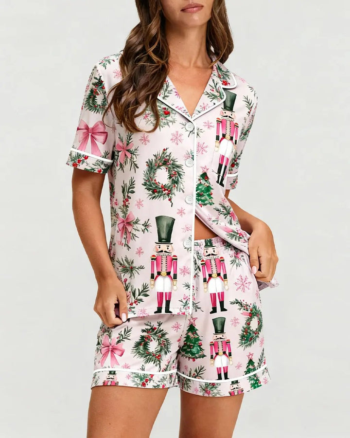 SOLACE CHICChristmas Nutcrackers Print Pajama Set