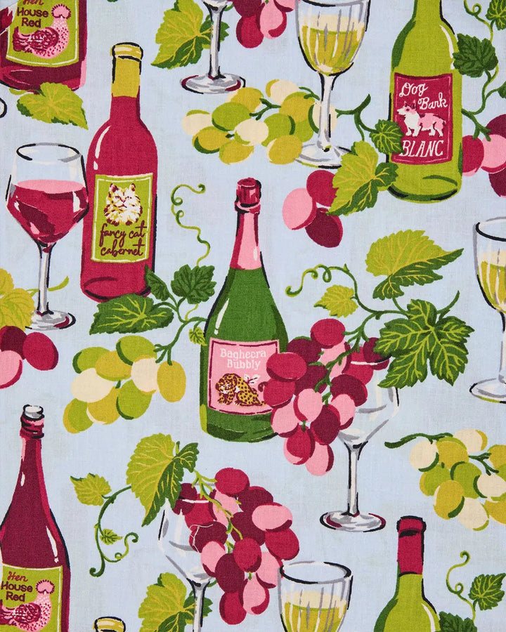SOLACE CHICGrapes Wine Bottles Print Pajama Set