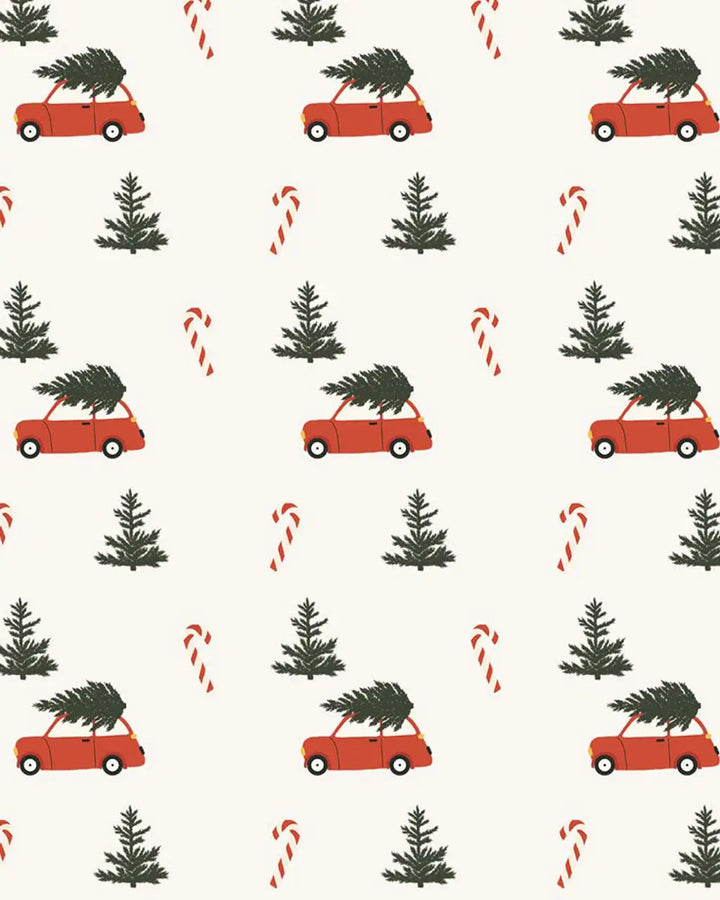 SOLACE CHICChristmas Tree Car Print Pajamas Set
