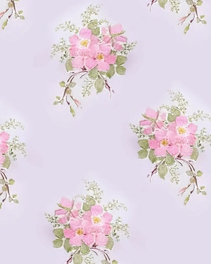 SOLACE CHICElegant Purple Floral Print Pajama Set