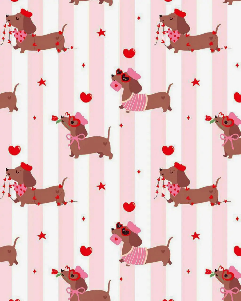 SOLACE CHICGroovy Dachshund Heart Print Pajama Set