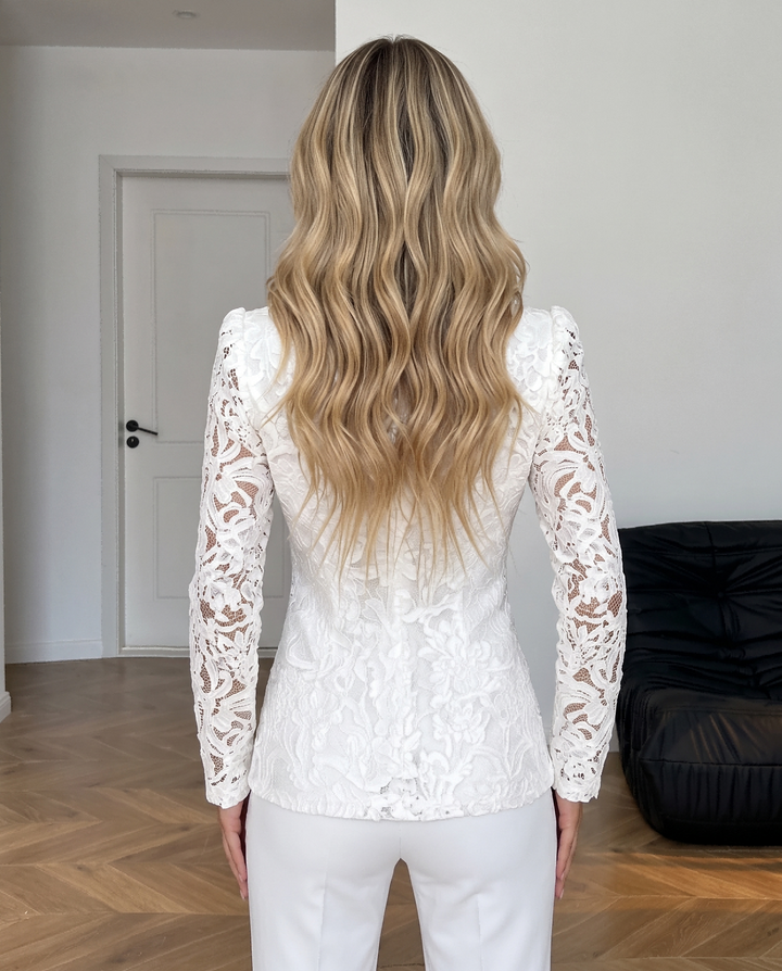 Floral Lace Long Sleeve Blazer