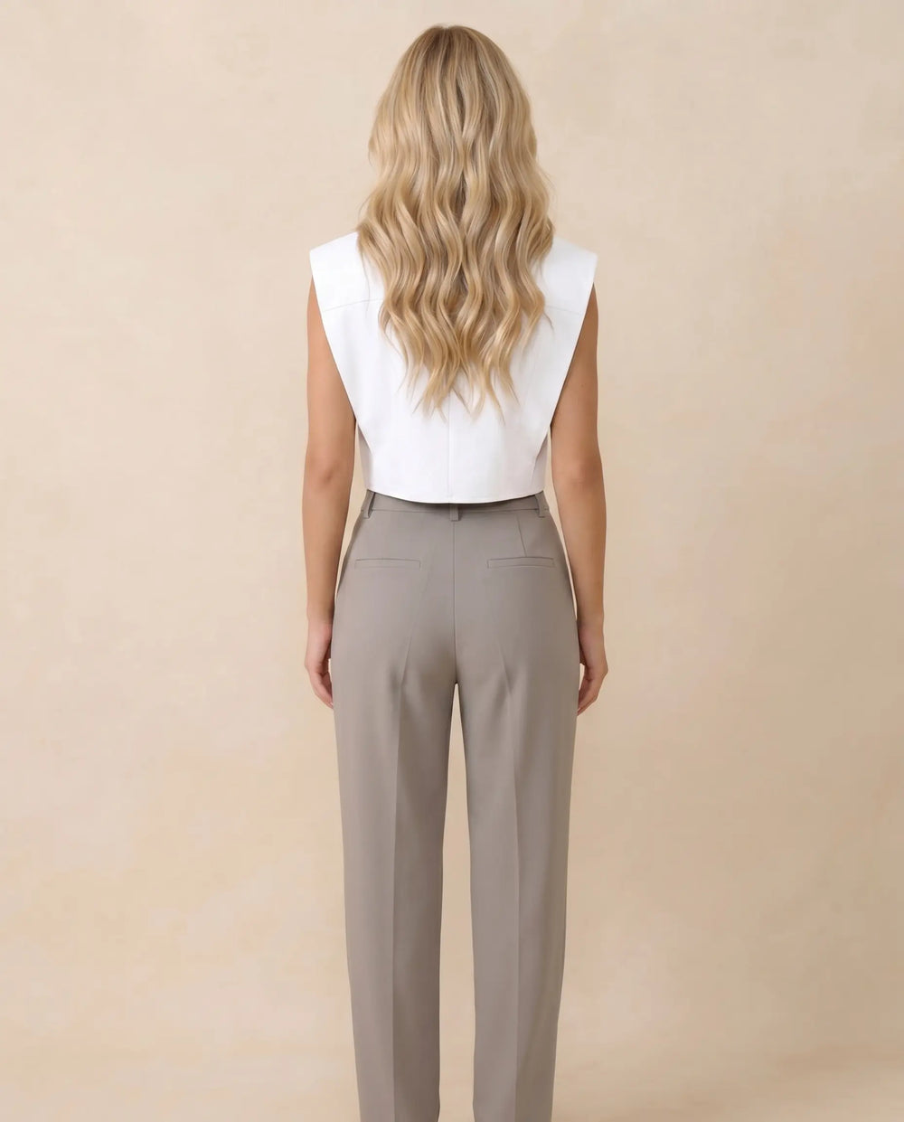 SOLACE  White Cropped Sleeveless Blouse with Statement Buttons 