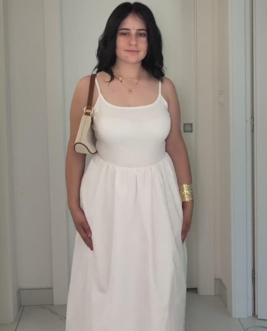 White Spaghetti Strap Backless Maxi Dress