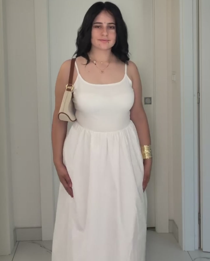 White Spaghetti Strap Backless Maxi Dress